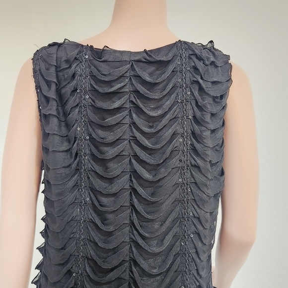 Nwt Little Black Dress with Sequins, Ruffles & Ruching Bodycon Size: 16 - Picture 6 of 10